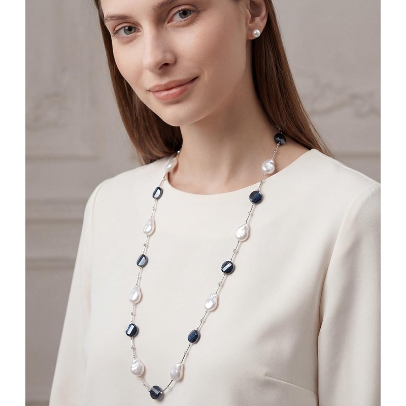 Errally Beaded Long Necklace and Earring Sets for Women Long