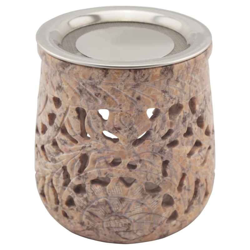 Handmade Indian Soapstone Rose Marbled Incense Burner - Jamal Design