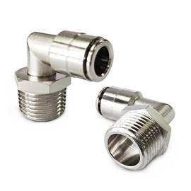 MILLISEC 2PCS Push to Connect Fitting Elbow, Pneumatic Male Elbow 3/8"Tube OD-1/8"NPT, 90 Degree Quick Connector for Air Suspension Compressor Air Horn Air Spring Bags