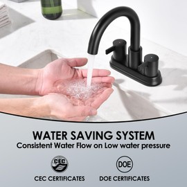 JAKARDA Two Handle 4 inch Black Bathroom Faucet, Bathroom Sink Faucet for 3 Holes with Pop-up Drain and 2 Supply Hoses, Lead-Free