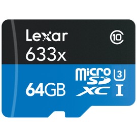 Lexar High-Performance MicroSDXC 633x 64GB UHS-I U1 w/USB 3.0 Reader Flash Memory Card (old U3 version) LSDMI64GBBNL633R