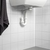 RANNILEN Water Trap P-Trap Drain Plumbing 1 Bowl White Bathroom