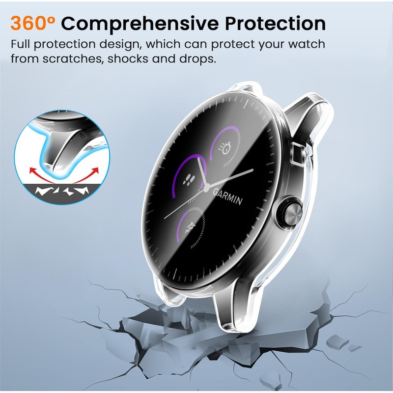 ivoler 3 Pieces Case with Screen Protector for Garmin Vivoactive