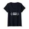 Womens Heartbeat Synth-pop New-Wave-Music Dark-Wave Synthesizer V-Neck T-Shirt