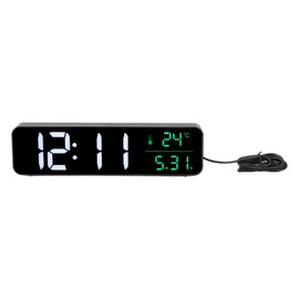 LED Music Alarm Clock 5 Adjustable Brightness 12/24H Large Display Temperature Date Display Digital Clock Plug in Use Black