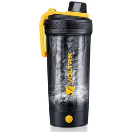VOLTRX Electric Protein Shaker Bottle - USB Rechargeable Mixer Cup for Shakes and Meal Replacements, BPA-Free Tritan, 24oz - Color: Desert Yellow