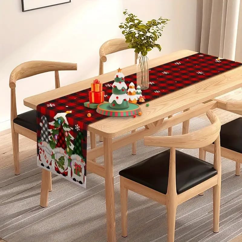 SHOUS Camino de Mesa con Diseño de Gnomo Navideño, 183*33
