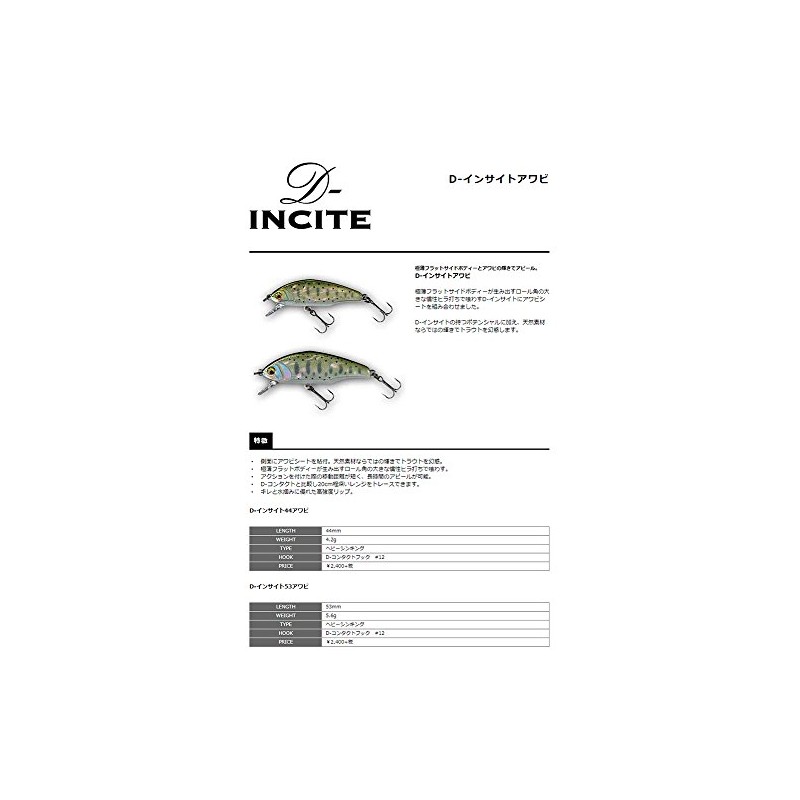 スミス(SMITH LTD) ミノー D-インサイト アワビ 5.6g 53mm TSアワビ #2