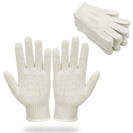 360 Pack Natural Color Working Gloves M size. Cotton Polyester Gloves. Reusable Washable Knit Gloves, Medium Weight Gloves, Seamless Workwear Gloves. Protective Industrial Work Gloves for Men, Women.