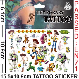 Toy Story Temporary Tattoos,8 Sheets 200+ Patterns Temporary Waterproof Removable, Birthday Party Bag Filler