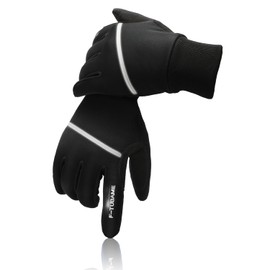 F-TUBAME Cycle Gloves, Touch Panel, 3D Winter Bicycle Gloves, Shock Absorbing, Smartphone Interactive, Waterproof, Non-Slip, Abrasion Resistant, Ventilated, 4 Colors, Fluorescent Logo, Size L, Black