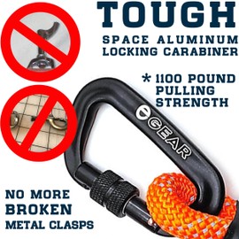 Enthusiast Gear 2 Handle Carabiner Rope Dog Leash with Lock for Large Medium Small Breeds | Sturdy and Durable Traffic Leash with Reflective Braiding for Walking, Running or Training (6’ Foot)