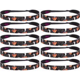 Hipsy Adjustable No Slip I Love Basketball Headbands for Women Girls & Teens (Black Love Basketball Team 10pk)