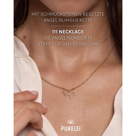 Purelei® Angel Numbers 111-777 Women's Necklace - Women's Necklace Made of Durable Stainless Steel - Waterproof Chain - 40-45 cm Length Adjustable - Necklace for Your Individual Look, Stainless Steel,