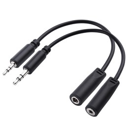 Cable Matters Cable Matters Combo-Pack 2.5mm and 3.5mm Headphone Adapter Kit (2.5mm to 3.5mm Adapter and 3.5mm to 2.5mm Adapter) in Black - 4 Inches