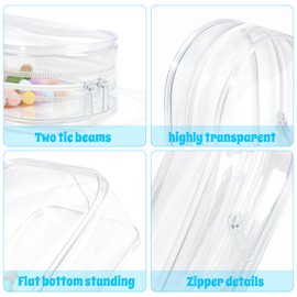 Clear Figure Display Bag with Keychain for Doll, Positive Doll Storage Bag, Pouch Keychain Charms for Collectibles (with Zipper- Waterproof) Doll Storage Bag,Building Block Storage Bag,8.2 * 4.6 inch