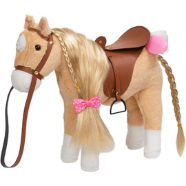 BEJOY Plush Horse Toy, Palomino Horse Pretty Plush Toy Pretend Play Horse Gift for Girls Kids 11 inches, Beige