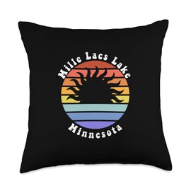 Mille Lacs Lake Minnesota MN Sunset Souvenir Vacation Throw Pillow