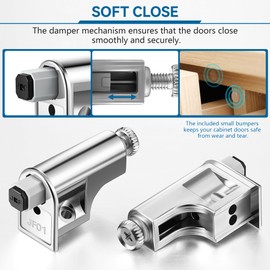 Hohean 10 Pack Soft Closing Cabinet Hinges, Universal Soft Close Door Dampers for Cabinet Doors/Wardrobe/Kitchen/Bookcases, Adjustable Hydraulic Kitchen Cabinet Hinges (Includes Matching Screws)