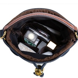 LUOFENG Purse Organizer Insert for Pouch Bag Drawstring Bag Organizer Shoulder Bag Nylon Inner Pocket, brown, S