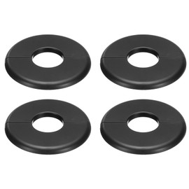 uxcell 4pcs Wall Split Flange 95mm / 3.7" OD Escutcheon Plate ABS Round Self-Adhesive Plumbing Cover Plates for 33mm / 1.3" Dia Water Pipe Faucet Decoration Accessories, Black