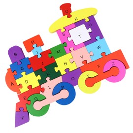 CORHAD Funny Alphabet Wooden Puzzle Toy for Toddlers Creative Cartoon Jigsaw Playthings for Early Education and Imagination Development Train Style