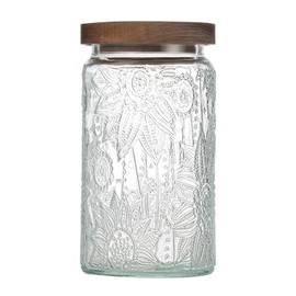 34 OZ Airtight Glass Storage Jar with Bamboo Lid - Vintage Glass Jar Vintage Food Containers Canisters Set for Kitchen Counter & Pantry - Ideal for Sugar, Flour, Coffee, Tea, Candy, Oats, Cereal