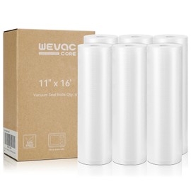 Wevac Vacuum Sealer Bags 11x16' Rolls 6 pack for Food Saver, Seal a Meal, Weston. Commercial Grade, BPA Free, Heavy Duty, Great for vac storage, Meal Prep or Sous Vide