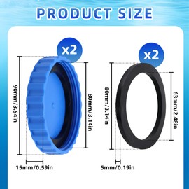 TYBYBB Set of 2 winter plugs, winter closure pool set for Intex and Bestway pools, winter plugs, winter sealing cap, cover pool plug, winter closure with matching seals