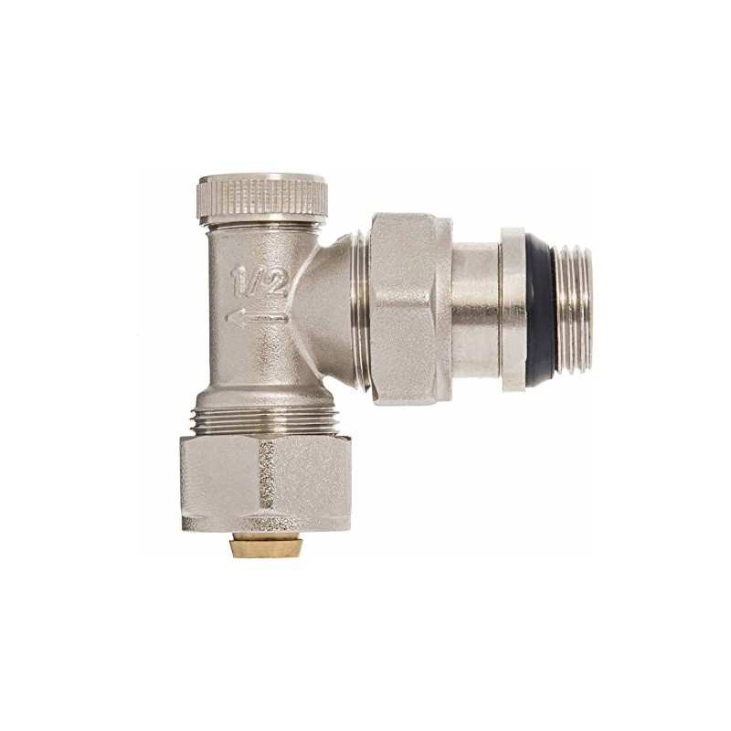 Angled Manual Return Outlet Radiator Valve 16mm PEX Compression Fittings