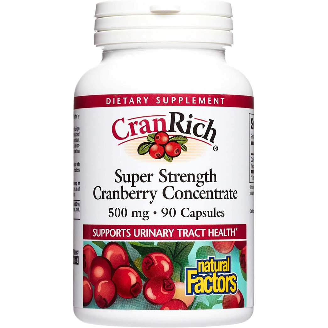 CranRich by Natural Factors, Super Strength Cranberry Concentrate, Antioxidant Supplement for Urinary Tract Support, Non-GMO, 90 Capsules