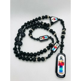 Rosario Santa Muerte 7 potencias Cristal Negro Rosary Holy Death 7 powers BLACK