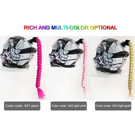 Uposao Motorcycle Helmet Braids, Helmet Ponytail with Suction Cup Helmet Pigtails Helmet Hair Accessories Motorcycle Helmet Braids for Motorcycle Scooter Helmet Accessories Braid Wig for Women, Yellow