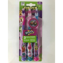 Firefly  LOTE OF 2 SHOPKINS - 3 PACK  Soft Toothbrush Set - - FIREFLY
