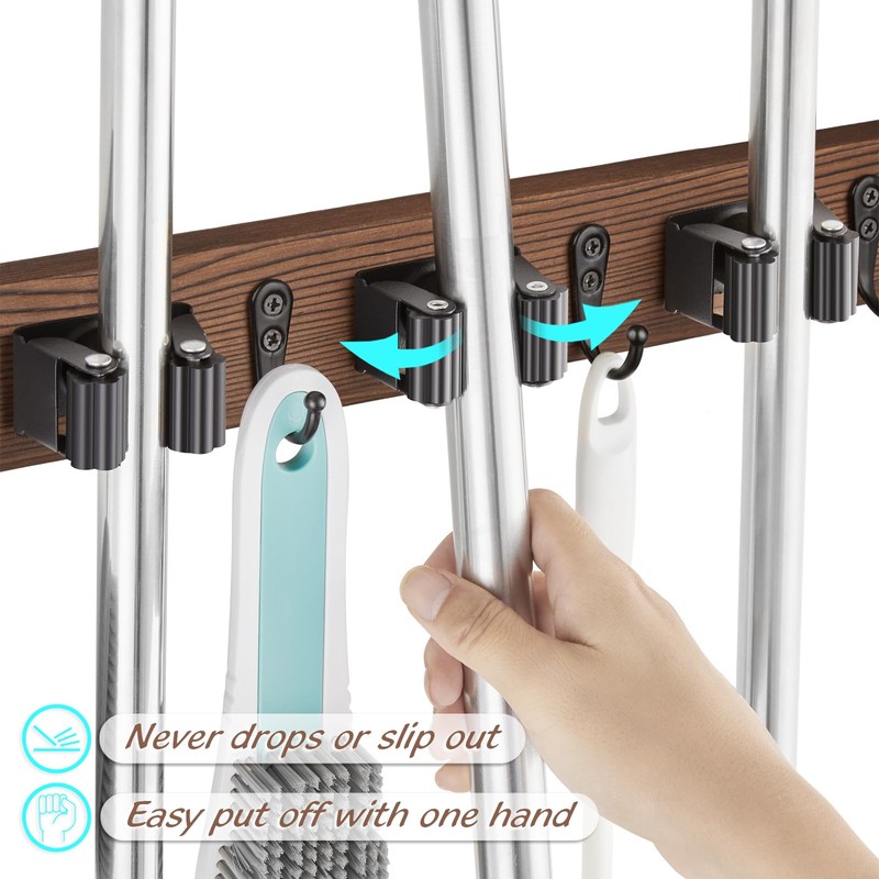 OUTNILI 2 Pack Mop Broom Holder Wall Mount with 3