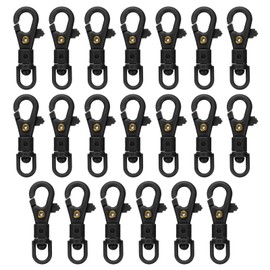 sourcing map 20 Pcs Plastic Lobster Claw Clasps Swivel Lanyard Snap Hook Trigger Clips for Stretch Spring Keychain Ring Crafts Bag DIY Accessories, Black