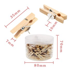 KnR Harmony Push Pins with Wooden Clips 50Pcs Pushpins Paper Clips Clothespins Natural Thumbtacks for Cork Boards Artworks Notes Photos Craft Projects