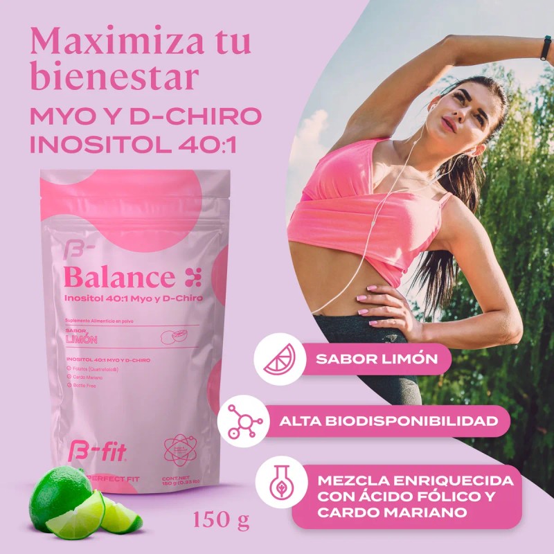 B-FIT Myo Inositol y D Chiro Inositol En Polvo Sabor