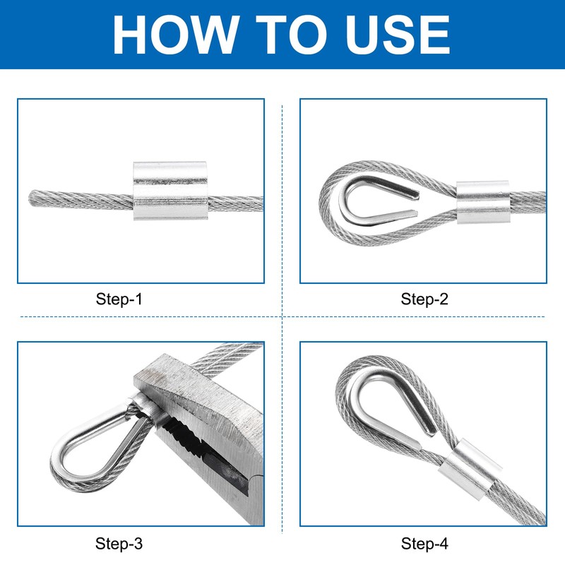 sourcing map 66FT Stainless Steel Cable Railing Kit, 1/16" Vinyl