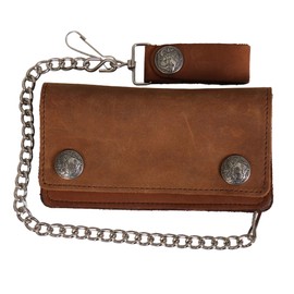 Hot Leathers Unisex-Adult Buffalo Nickel Bifold Wallet (Brown, 6")