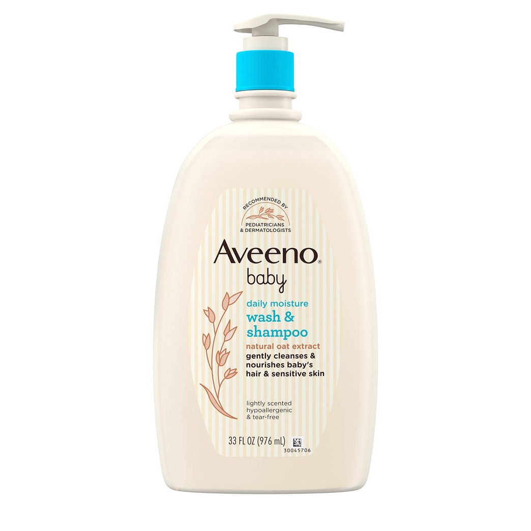 Aveeno Baby Gentle Wash & Shampoo with Natural Oat Extract, Tear-Free & Paraben-Free Formula for Hair & Body, Lightly Scented, 33 fl. oz