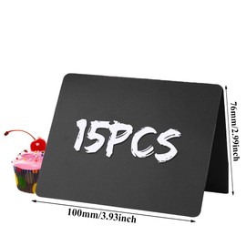 Mini Chalkboard Set, 15 Pieces Mini Chalkboards for Labelling, Chalkboard Signs Small, Chalkboards for Buffet, with 2 Pens for Bakery, Cafe, Wedding Table, Party Table Decoration 10 x 7.6 cm