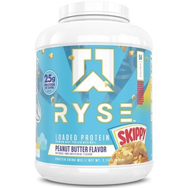 RYSE Loaded Protein Powder - Skippy Peanut Butter - 25g Whey Protein Isolate & Concentrate with Prebiotic Fiber & MCTs - Low Carb, Low Sugar, Digestive-Friendly - 54 Servings / 4 lb Tub