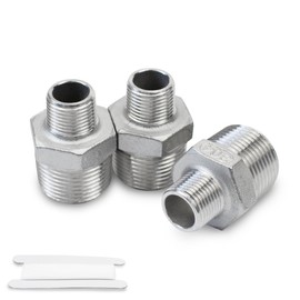 Bwintech 3 Pcs 1/4" Male to 3/4" Male BSP Thread Stainless Steels 304 Hex Nipple Reducing Connector for Pipe Connecting Conversion