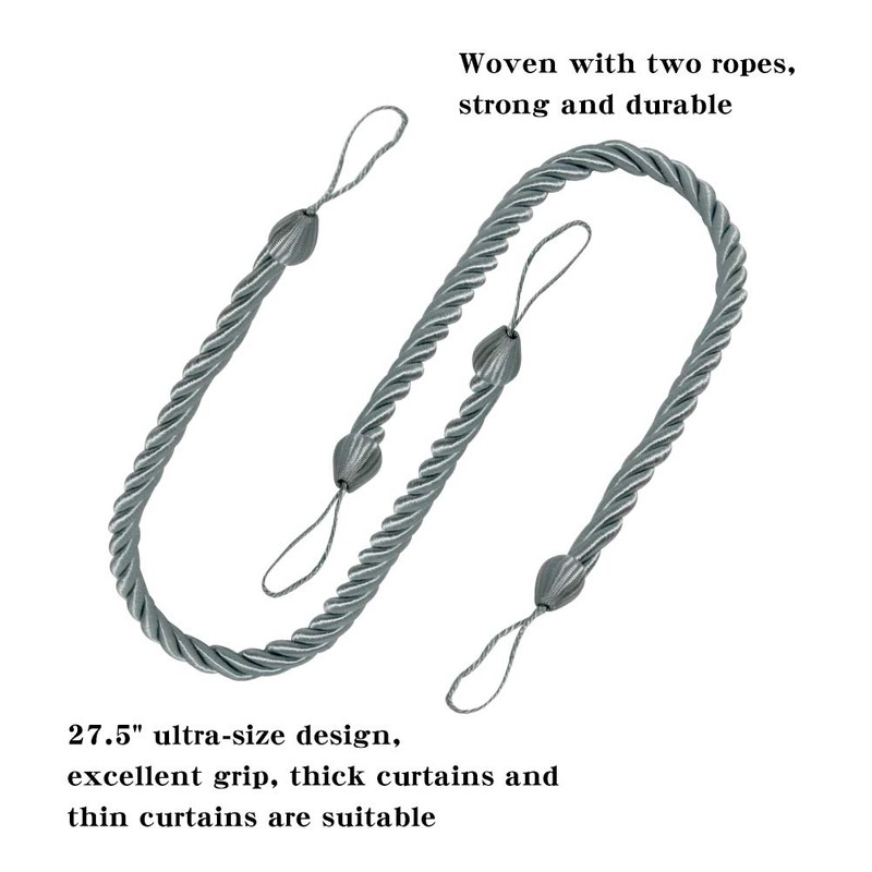 BEL AVENIR Curtain Rope Tiebacks, Drapery Rope Holdbacks with 4