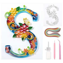 PH PandaHall Paper Quilling Strips S Flower and Butterfly Paper Quilling Template Board Paper Quilling Pattern for Beginners Adults 24.5 x 21 x 0.3 cm 6 Colours 360 Pieces