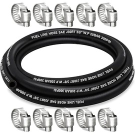 Fuel Line 3/8 Inch ID, Fuel Hose 10FT, J30R7 Fuel Line Hose NBR with 10 Clamps.