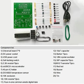 Kits de práctica de soldadura DIY DS18B20 Módulo de sensor de temperatura Kits electrónicos DIY Kit de proyecto de soldadura 32.0-210.2 °F (32℉-210℉) 