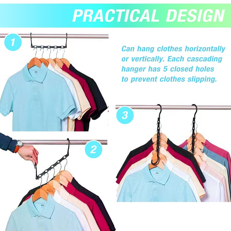 5 Pack Space Saving Hangers, Closet Organizers and Storage, Magic