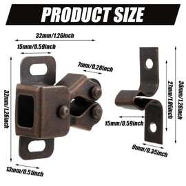 Bonuci Cabinet Door Latch and Catch Hardware Double Roller Catch Cabinet Latches with Spear Strike for Closet Doors Kitchen(Brown Antique Copper,30 Pcs)